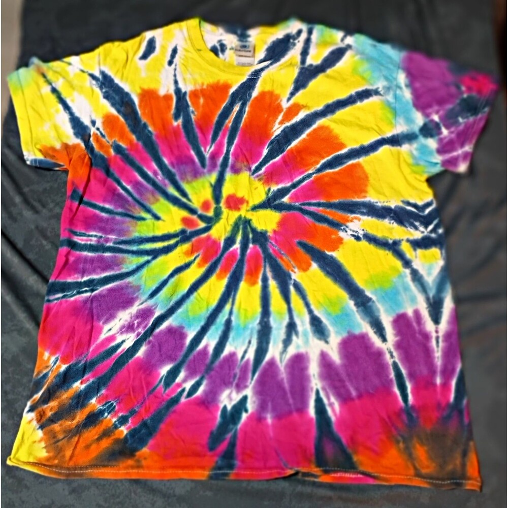 Colortone Men's Multicolor Tie-Dye T-Shirt Cotton Jersey Crew Neck M Regular